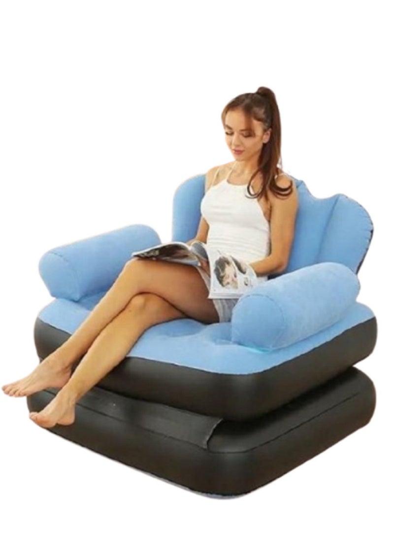 كرسي أريكة قابل للنفخ متعدد الوظائف، سرير أريكة قابل للطي، للاستخدام الداخلي والخارجي (عبوة من قطعة واحدة) - Image 1