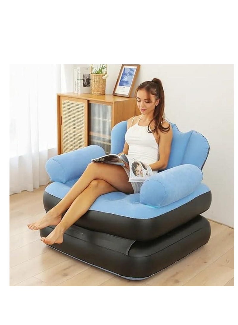 كرسي أريكة قابل للنفخ متعدد الوظائف، سرير أريكة قابل للطي، للاستخدام الداخلي والخارجي (عبوة من قطعة واحدة) - Image 2