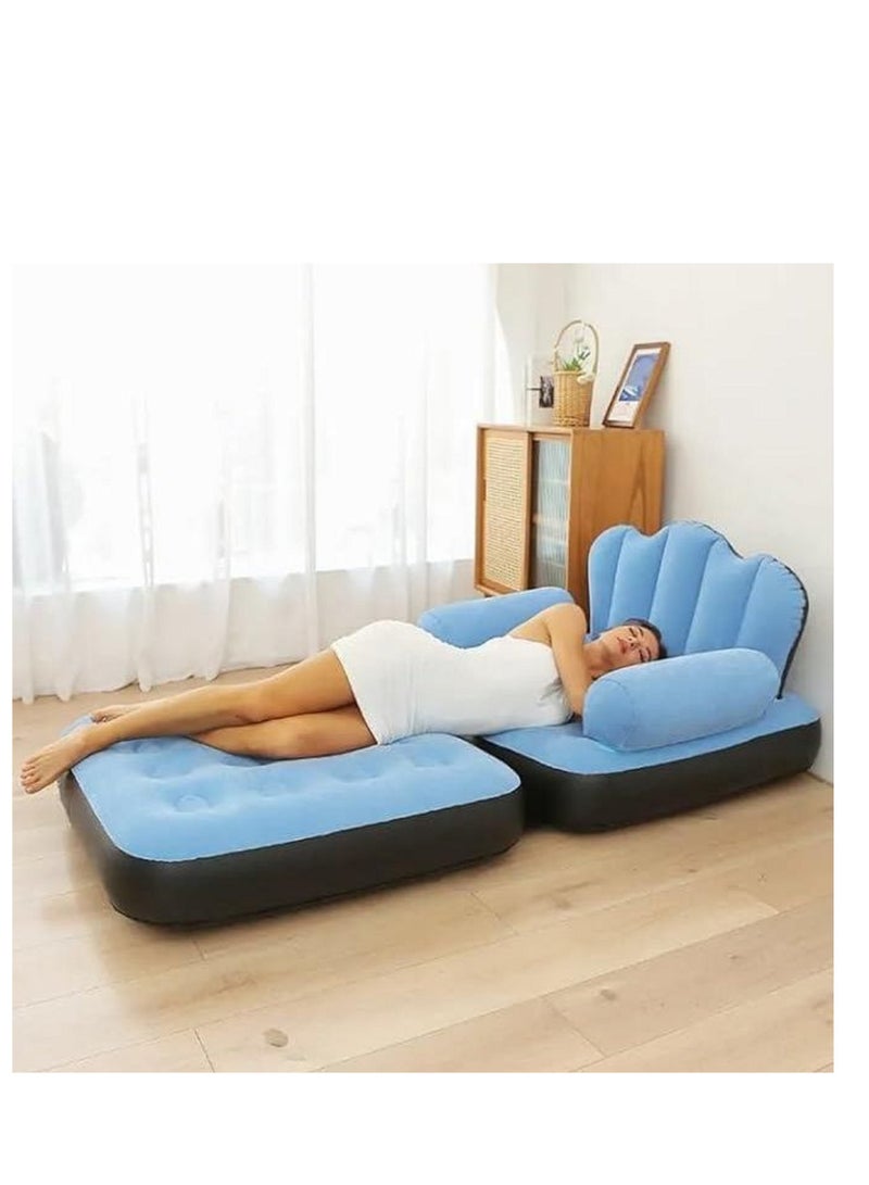 كرسي أريكة قابل للنفخ متعدد الوظائف، سرير أريكة قابل للطي، للاستخدام الداخلي والخارجي (عبوة من قطعة واحدة) - Image 3