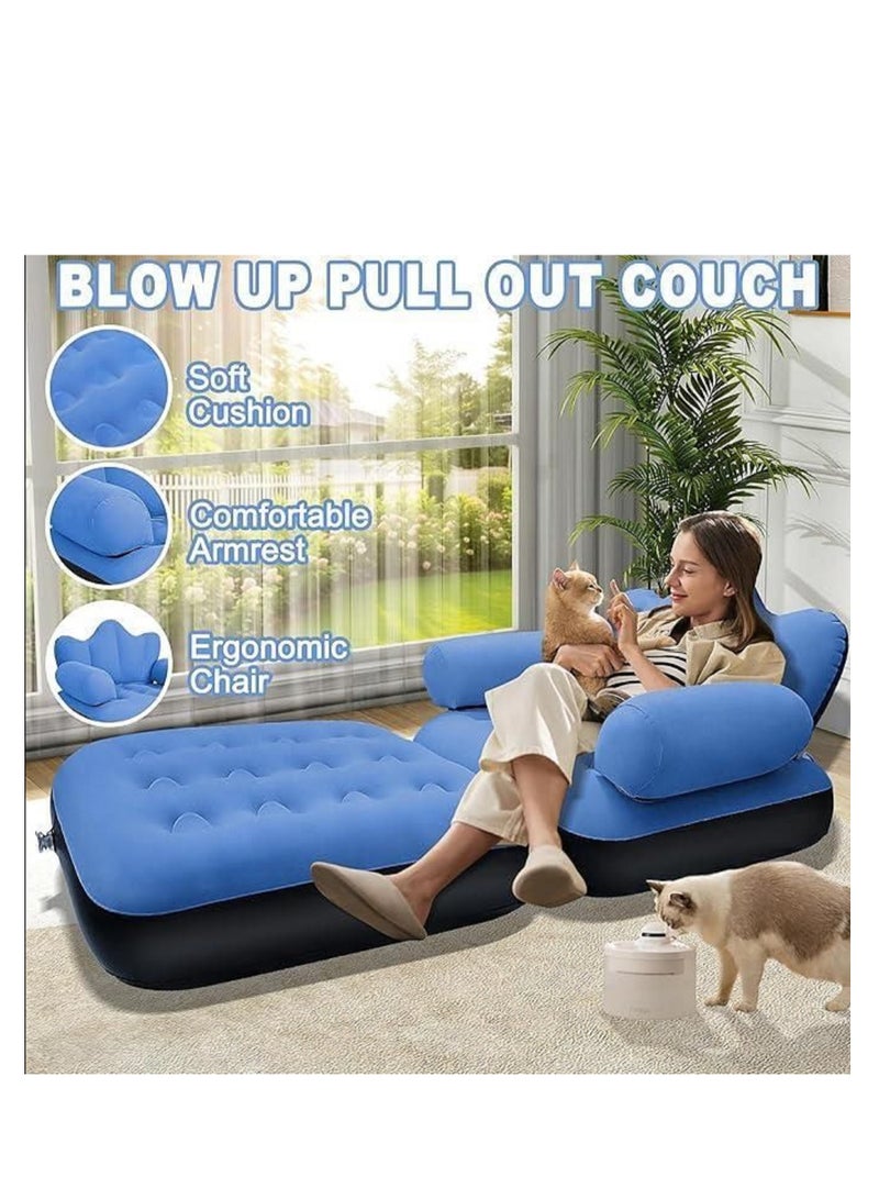 كرسي أريكة قابل للنفخ متعدد الوظائف، سرير أريكة قابل للطي، للاستخدام الداخلي والخارجي (عبوة من قطعة واحدة) - Image 4