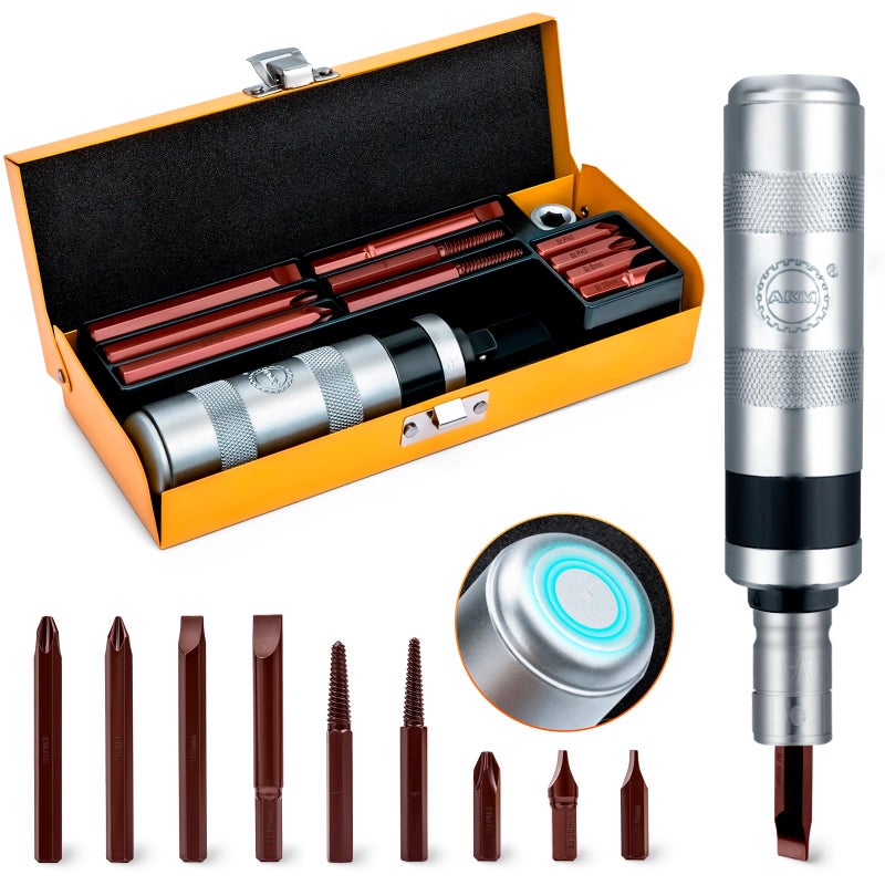 AKM 38 Hand Manual Reversible Impact Driver Set Extractor Impact Screwdriver S2 Steel Much More Durable Disengage Rusted Fasteners or Frozen Bolts