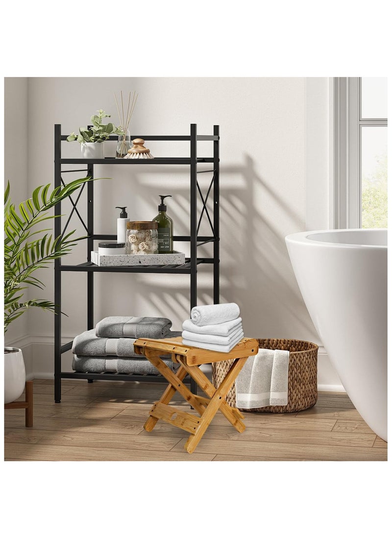 HaHaHai Bamboo Folding Stool, Home Portable Shower Foot Rest Folding Seat, Small Stool Chair for  Bathroom, Picnic, Fishing  - Image 4