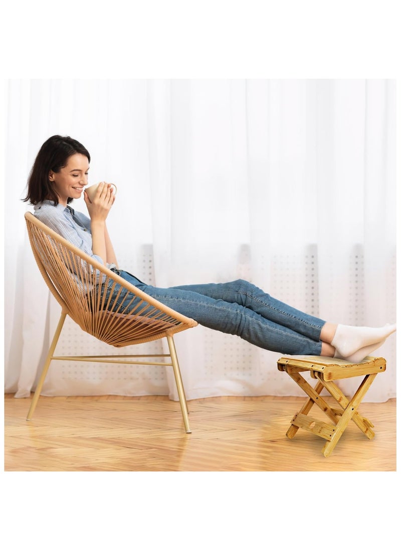 HaHaHai Bamboo Folding Stool, Home Portable Shower Foot Rest Folding Seat, Small Stool Chair for  Bathroom, Picnic, Fishing  - Image 5