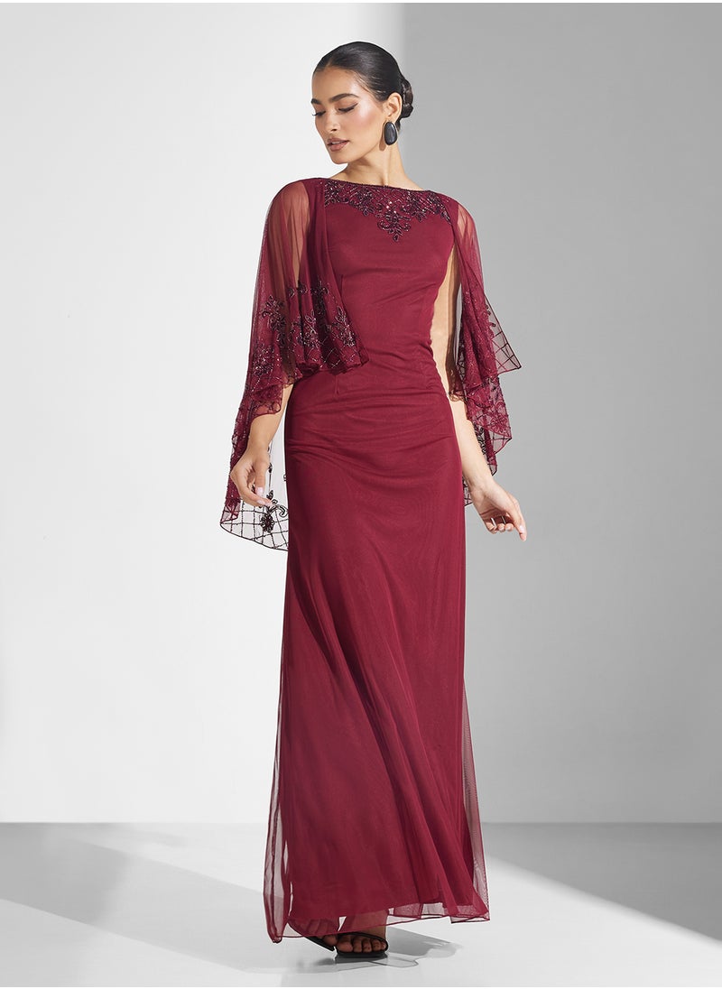 Frock and Frill Beaded Overlay Gown Dress  - Image 1