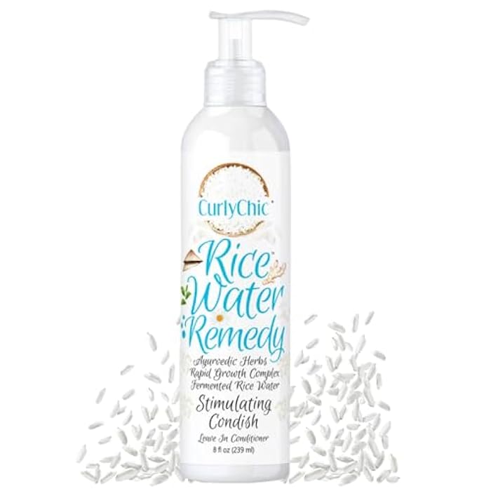 Curly Chic Rice Water Remedy Stimulating Condish - Ayurvedic Herbs, Fermented Rice Water, Lightweight Leave-In Conditioner for Healthy Hair Growth and Hydration - Sulfate, Paraben-Free - 8 fl oz - Image 1