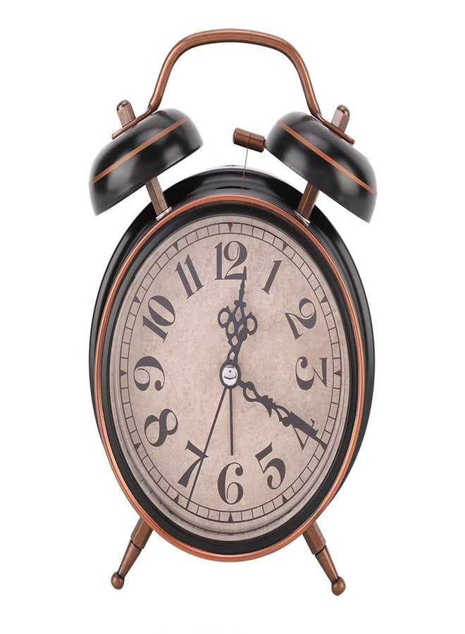KIMISS Wind Up Alarm Clock, 4in Retro Alarm, Clock with Night Light Mechanical Clock Christmas Double Twin for Home Use Alarm Desktop (4 inches Black) - Image 1