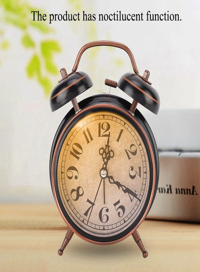 KIMISS Wind Up Alarm Clock, 4in Retro Alarm, Clock with Night Light Mechanical Clock Christmas Double Twin for Home Use Alarm Desktop (4 inches Black) - Image 2