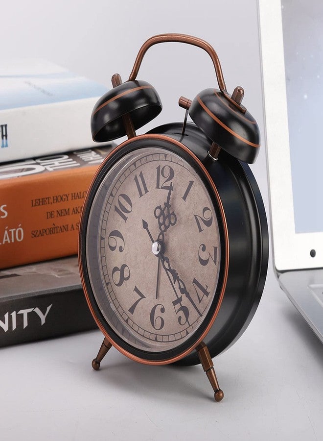 KIMISS Wind Up Alarm Clock, 4in Retro Alarm, Clock with Night Light Mechanical Clock Christmas Double Twin for Home Use Alarm Desktop (4 inches Black) - Image 4