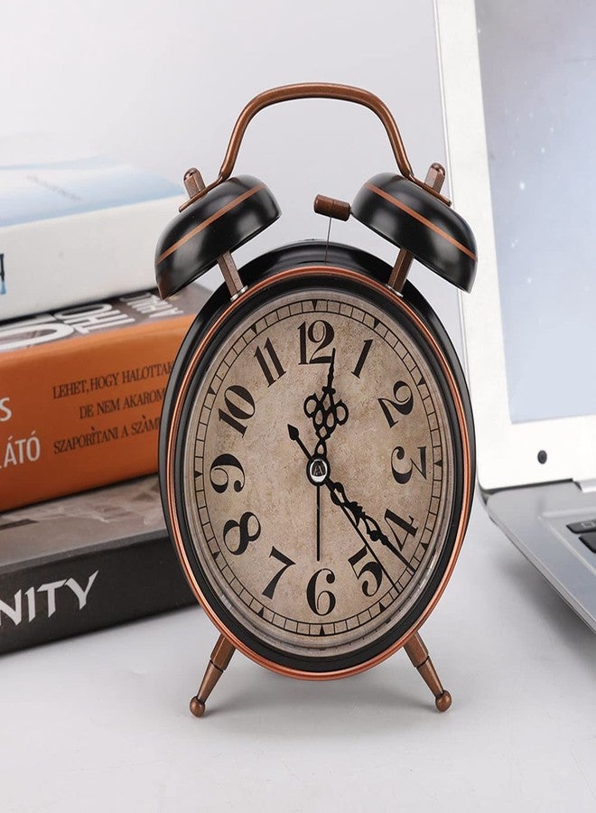 KIMISS Wind Up Alarm Clock, 4in Retro Alarm, Clock with Night Light Mechanical Clock Christmas Double Twin for Home Use Alarm Desktop (4 inches Black) - Image 3