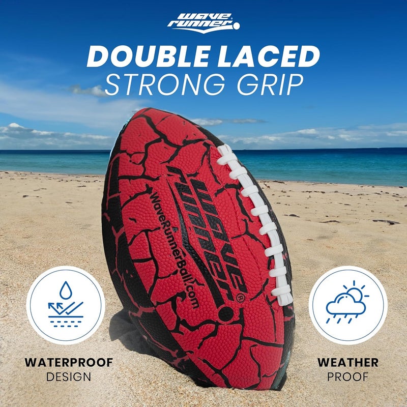 WaveRunner Grip It Waterproof Junior Size Football, 9.25 Size, Durable & Double Laced, Perfect for Beach Accessories, Kids Games, Pool Toys, Outdoor Games, All-Weather Indoor & Outdoor Play - Image 2
