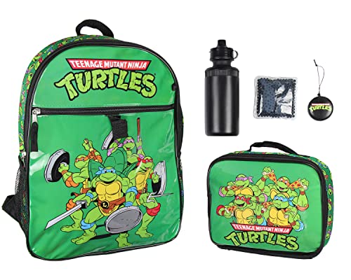 INTIMO Nickelodeon Teenage Mutant Ninja Turtles Team Leonardo Raphael Donatello Michelangelo 5 PC Backpack Lunch box Water Bottle - Image 1