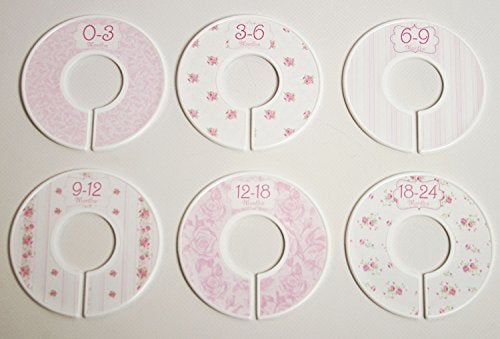 Closet Doodles C102 Baby Girl Nursery Closet Clothing Size Dividers Pink Roses Set of 6 (1.25 Inch Rod) - Image 3