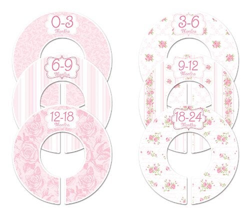Closet Doodles C102 Baby Girl Nursery Closet Clothing Size Dividers Pink Roses Set of 6 (1.25 Inch Rod) - Image 5