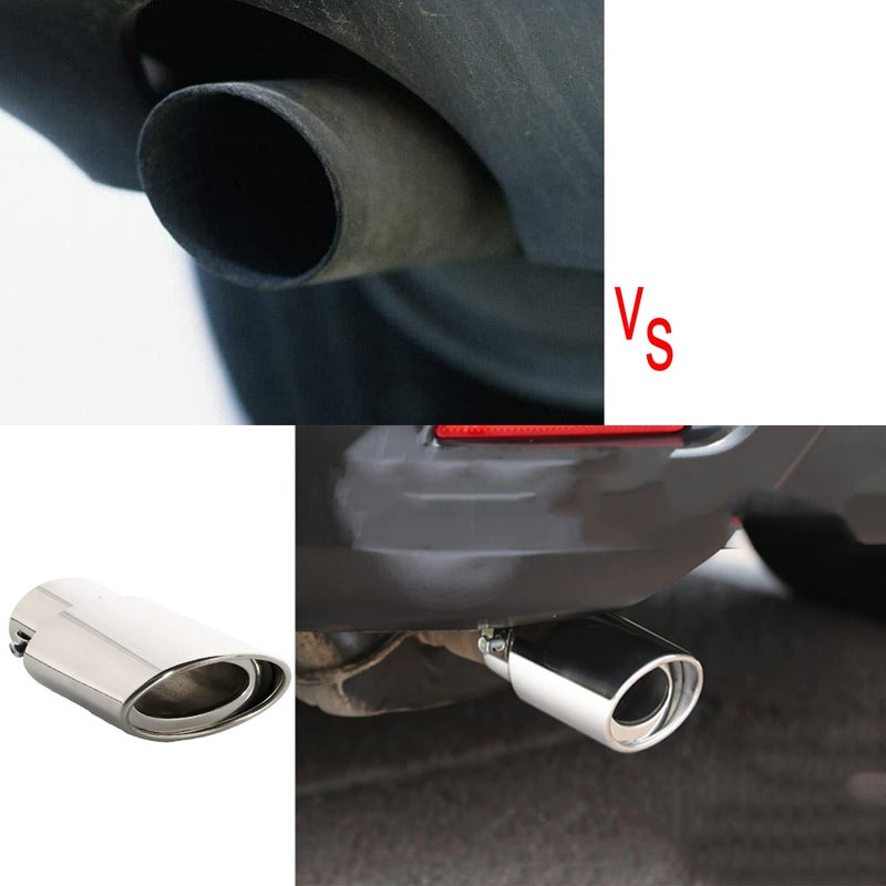 iHMeiju iHMeiju Stainless Steel Car Exhaust Tip, 2.5" to 3.3" Universal Straight Type Car Exhaust Pipe Modification Tail Throat Tail Pipe, Steel Exhaust Tips Chrome-Plated Finish Tailpipe. (Silver) - Image 2