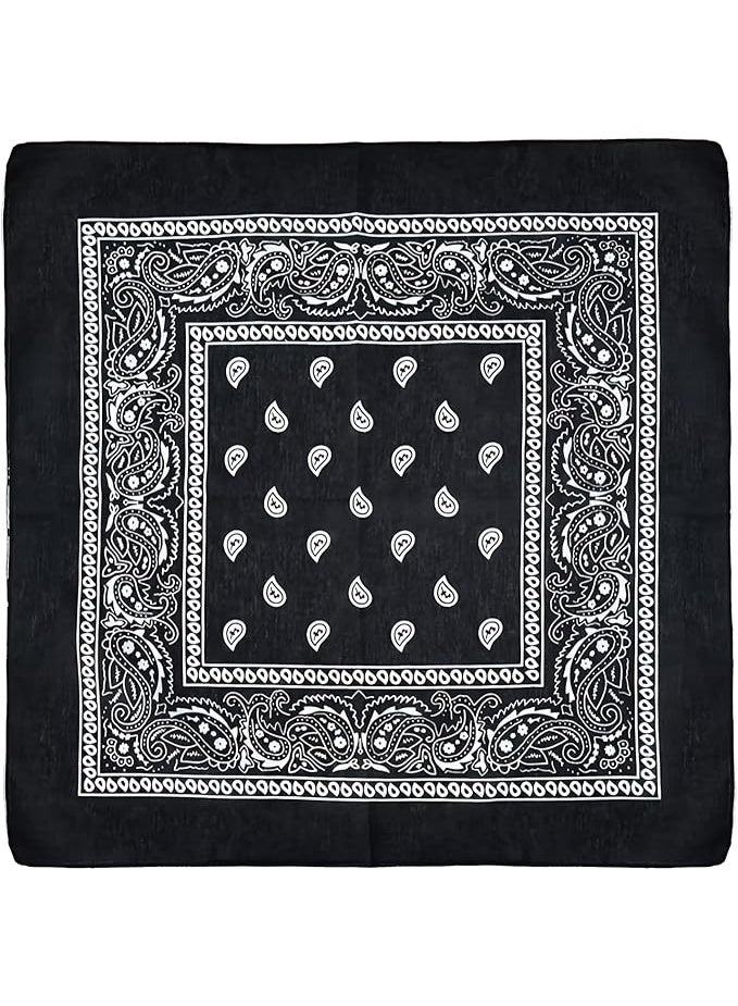 Black Bandana – Multipurpose Head Scarf, Neck Wrap, Face Cover & Handkerchief – Unisex - Image 1
