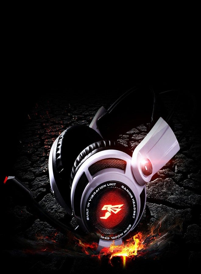 SOMIC G941 USB 7.1 Channel Gaming Headset with 4D Vibration Sound Effect 40mm Driver Unit Wired Controller LED Light White - Image 4