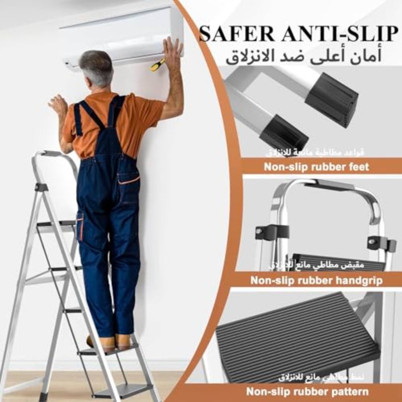 Foldable Ladder 5 Steps, Home Folding Step Stool with Wide Anti-Slip Pedal, Adults Folding Sturdy for Home, Kitchen, Garden, Office - Image 4