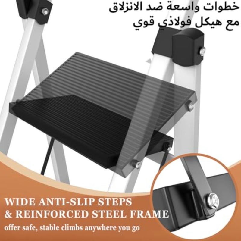 Foldable Ladder 5 Steps, Home Folding Step Stool with Wide Anti-Slip Pedal, Adults Folding Sturdy for Home, Kitchen, Garden, Office - Image 2
