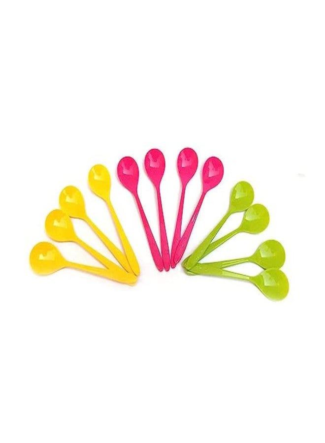 SBA PRIME 12 Pcs Food-Grade Plastic Spoon Set - Baby Feeding Spoons, Plastic Tea & Coffee Table Spoon Set (Multicolor) - Image 3