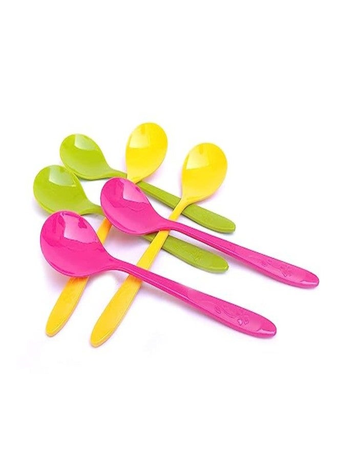 SBA PRIME 12 Pcs Food-Grade Plastic Spoon Set - Baby Feeding Spoons, Plastic Tea & Coffee Table Spoon Set (Multicolor) - Image 2