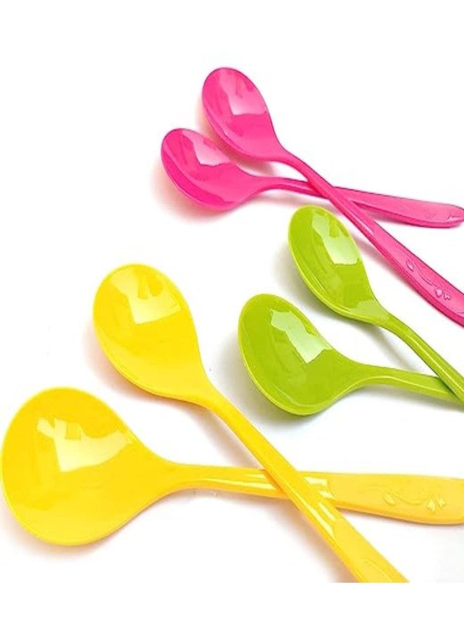SBA PRIME 12 Pcs Food-Grade Plastic Spoon Set - Baby Feeding Spoons, Plastic Tea & Coffee Table Spoon Set (Multicolor) - Image 5
