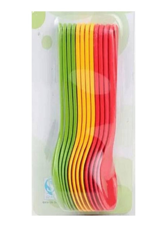 SBA PRIME 12 Pcs Food-Grade Plastic Spoon Set - Baby Feeding Spoons, Plastic Tea & Coffee Table Spoon Set (Multicolor) - Image 1