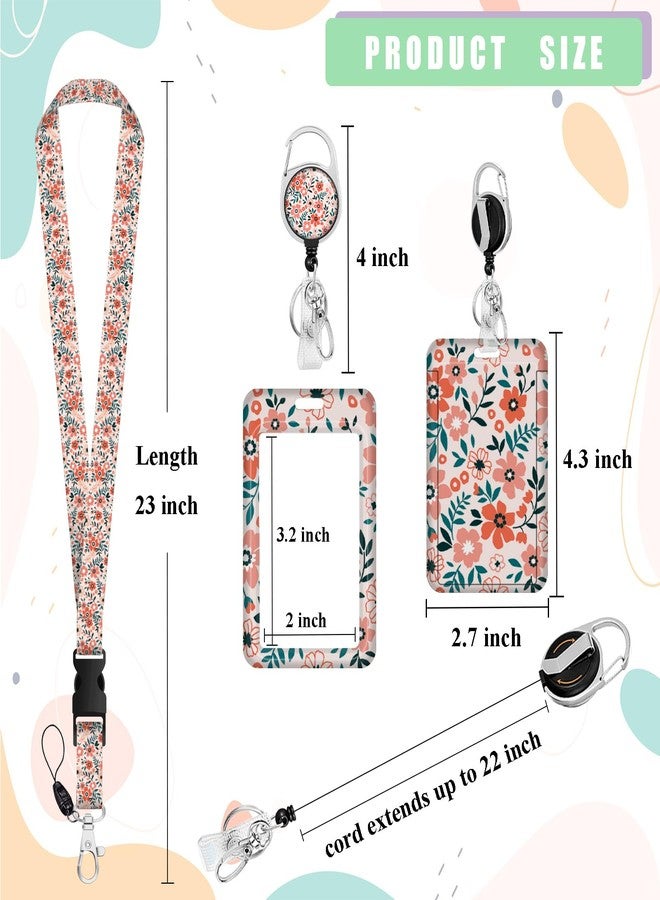 Boutilon ID Badge Holder with Lanyard,Retractable ID Badge Card Holders Detachable Neck Lanyard Strap with Badge Reel and Vertical ID Holder for Nurse Students Teachers Office Staff(Flower Pink) - Image 5