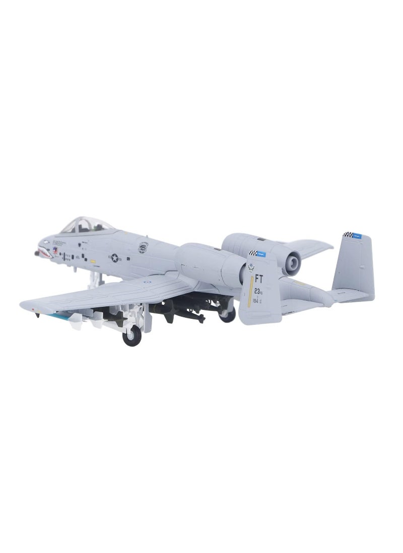 1:100 Plane Model, Thunderbolt Attack Aircraft Shark Mouth A-10 Fighter Aircraft Model with Landing Gear, Simulation Alloy Military Airplane Model for Birthday Gift for Kids  - Image 1