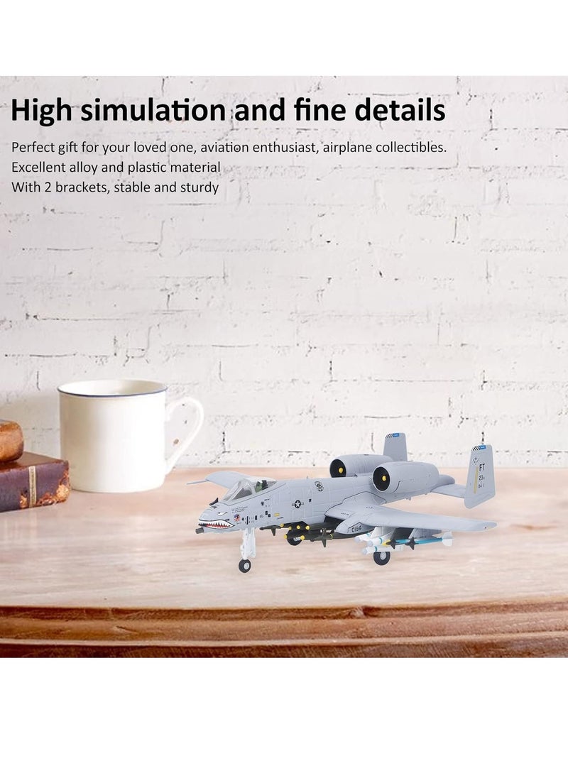 1:100 Plane Model, Thunderbolt Attack Aircraft Shark Mouth A-10 Fighter Aircraft Model with Landing Gear, Simulation Alloy Military Airplane Model for Birthday Gift for Kids  - Image 3