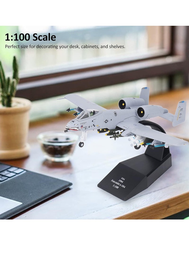 1:100 Plane Model, Thunderbolt Attack Aircraft Shark Mouth A-10 Fighter Aircraft Model with Landing Gear, Simulation Alloy Military Airplane Model for Birthday Gift for Kids  - Image 5