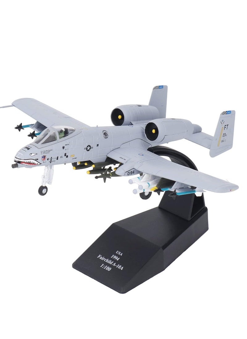 1:100 Plane Model, Thunderbolt Attack Aircraft Shark Mouth A-10 Fighter Aircraft Model with Landing Gear, Simulation Alloy Military Airplane Model for Birthday Gift for Kids  - Image 2