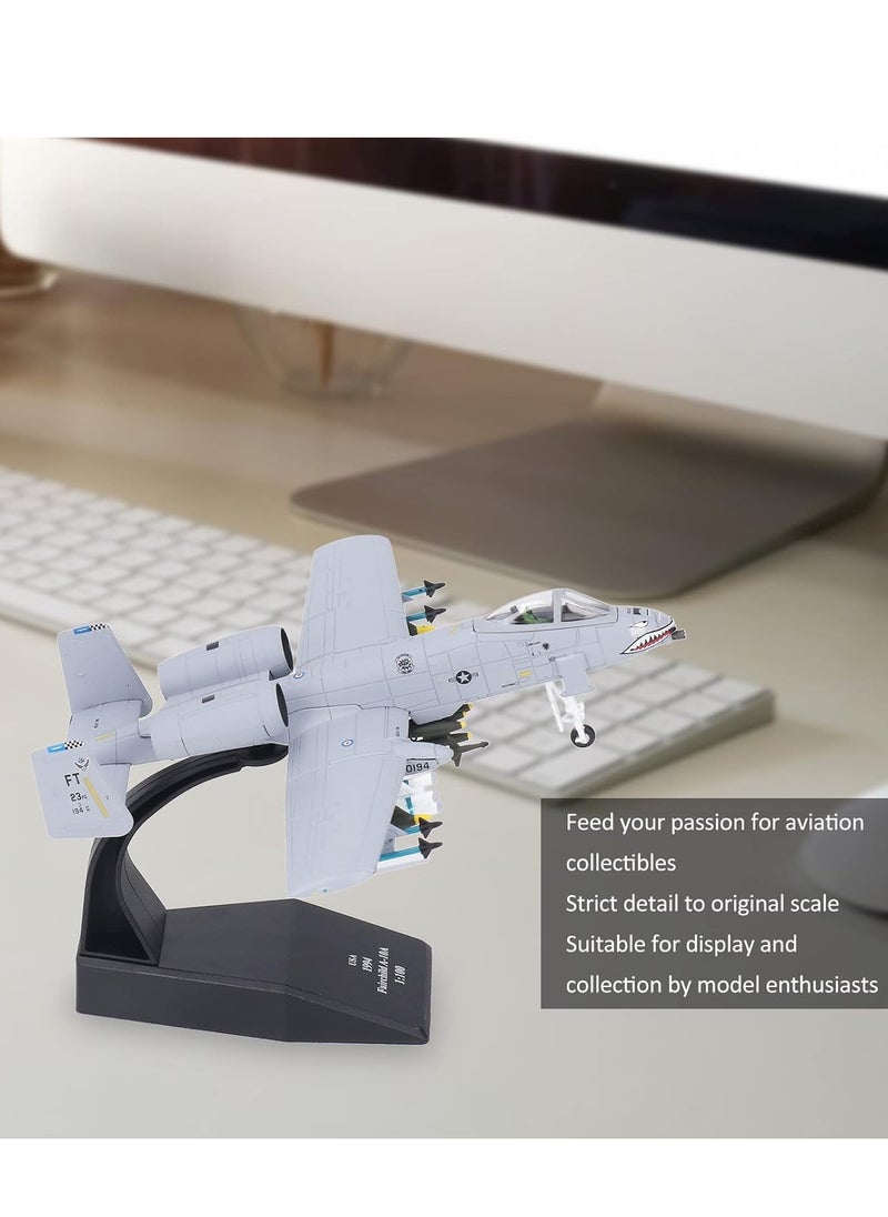 1:100 Plane Model, Thunderbolt Attack Aircraft Shark Mouth A-10 Fighter Aircraft Model with Landing Gear, Simulation Alloy Military Airplane Model for Birthday Gift for Kids  - Image 4