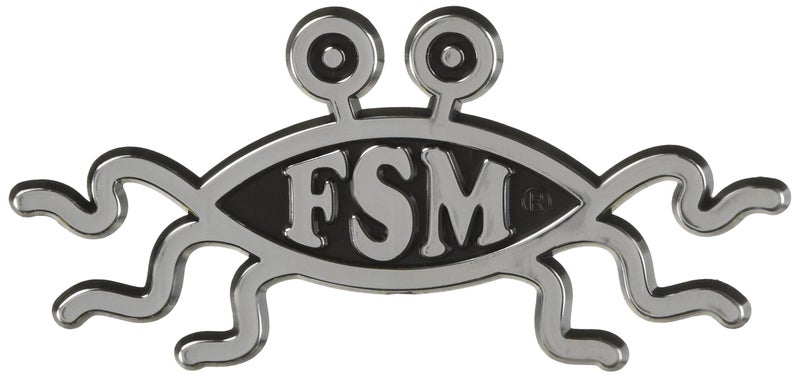 FSM Flying Spaghetti Monster Plastic Auto Emblem  Silver5 12 x 2 12