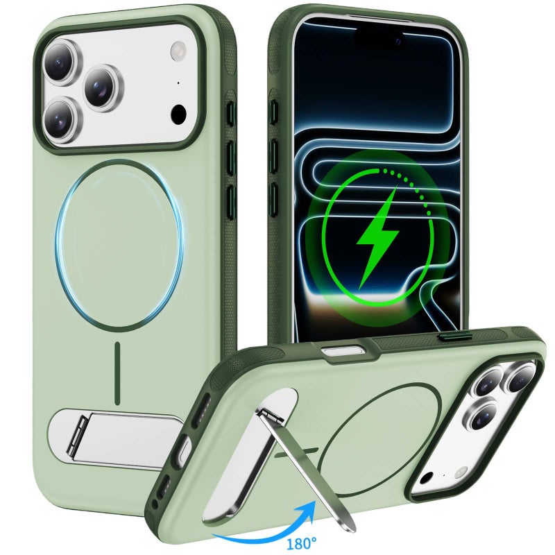 PC MagSafe Case for iPhone XS Max with Drop Protection and Kickstand plus Shockproof plus Strong Magnetic plus Skin Feel in Green - ModaStar - Image 1