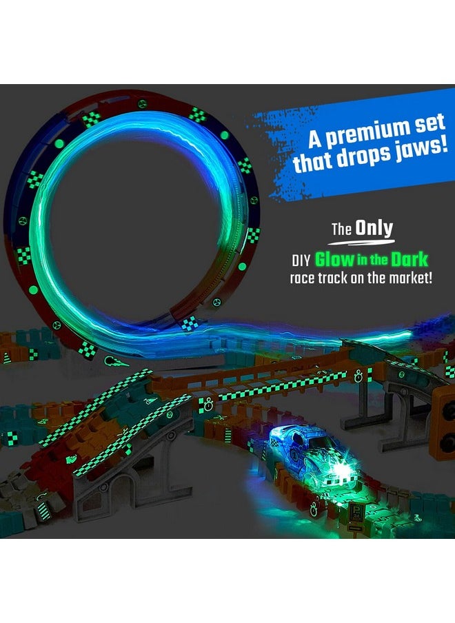 JitteryGit - Race Track Glow In The Dark Magic Toy Set, Kids Light Up Flexible Car Tracks Best Birthday Gift For Boys Girls And Toddlers 3 4 5 6 7 8 Year Old - Image 1