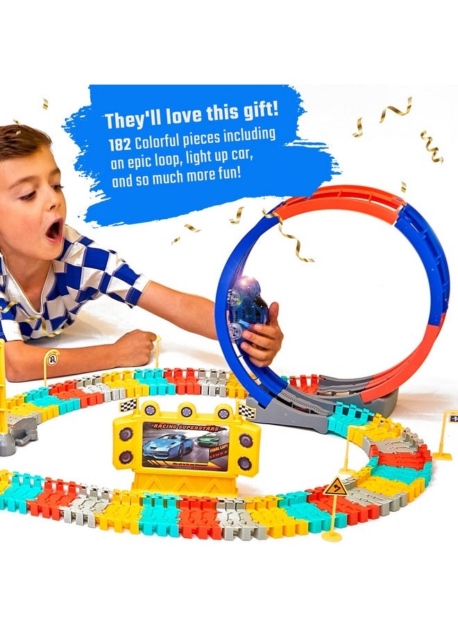 JitteryGit - Race Track Glow In The Dark Magic Toy Set, Kids Light Up Flexible Car Tracks Best Birthday Gift For Boys Girls And Toddlers 3 4 5 6 7 8 Year Old - Image 1
