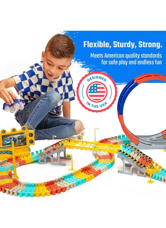 JitteryGit - Race Track Glow In The Dark Magic Toy Set, Kids Light Up Flexible Car Tracks Best Birthday Gift For Boys Girls And Toddlers 3 4 5 6 7 8 Year Old - Image 1