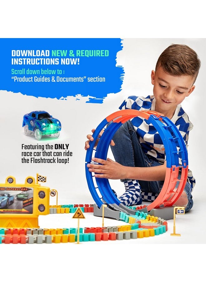 JitteryGit - Race Track Glow In The Dark Magic Toy Set, Kids Light Up Flexible Car Tracks Best Birthday Gift For Boys Girls And Toddlers 3 4 5 6 7 8 Year Old - Image 1
