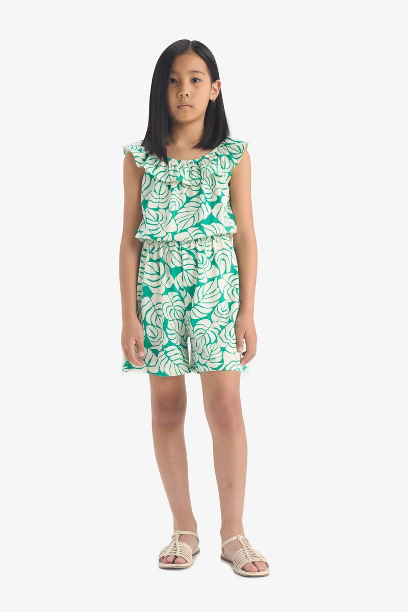 ديفاكتو Girl Patterned Sleeveless Jumpsuit