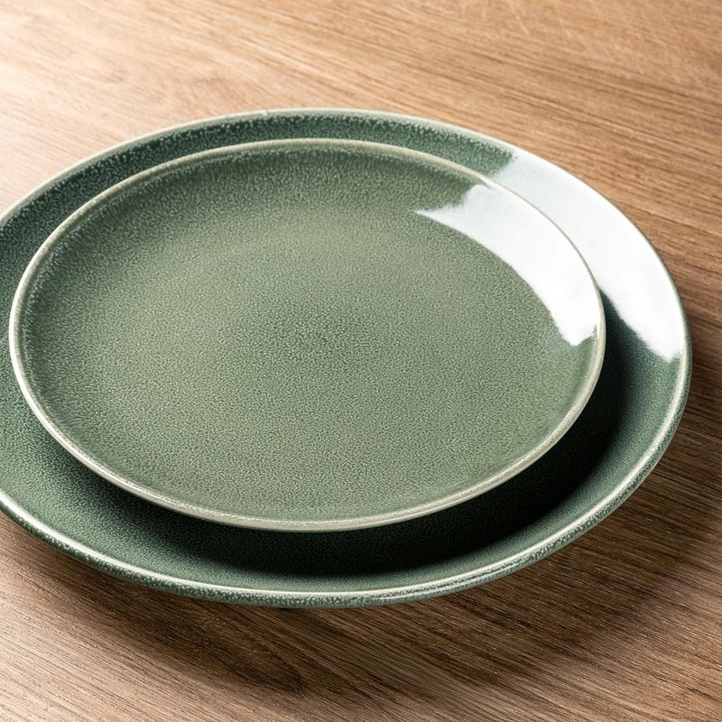 AmorArc Ceramic Dinnerware Sets for 8 24 Pieces Handpainted Plates and Bowls Set Scratch Resistant Stoneware Dishes Set Dishwasher  Microwave Safe Jade Green - Image 2