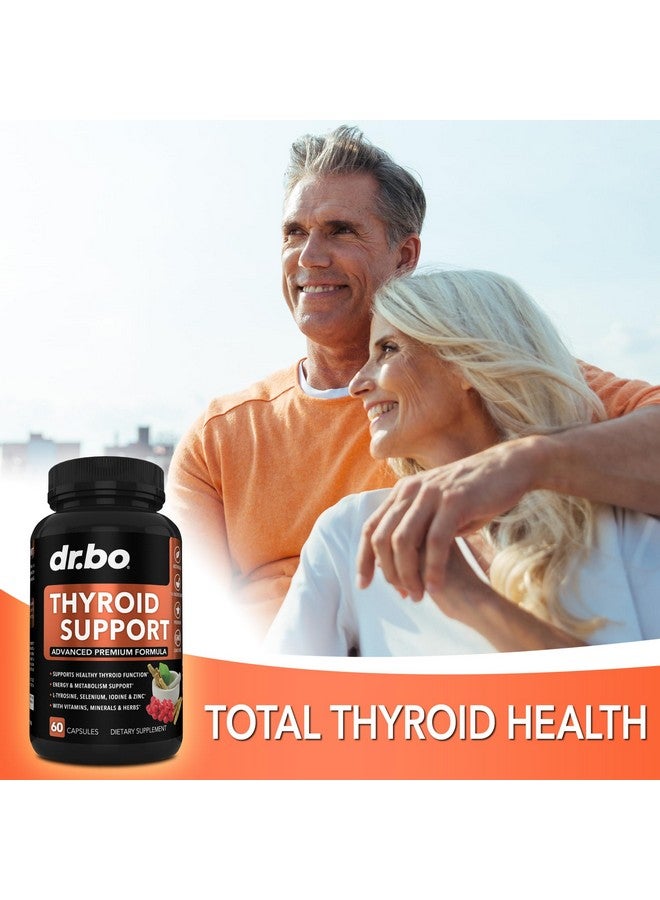 dr.bo Thyroid Support for Women & Men Supplement - Natural Metabolism, Mood & Energy Enhancer with L-Tyrosine Selenium Iodine Zinc Bladderwrack Kelp & Ashwagandha Thyroid Supplement Complex Vitamin 60 Pills - Image 4