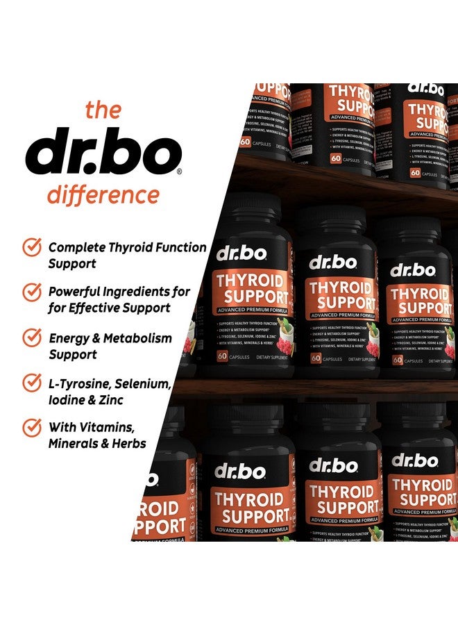 dr.bo Thyroid Support for Women & Men Supplement - Natural Metabolism, Mood & Energy Enhancer with L-Tyrosine Selenium Iodine Zinc Bladderwrack Kelp & Ashwagandha Thyroid Supplement Complex Vitamin 60 Pills - Image 3