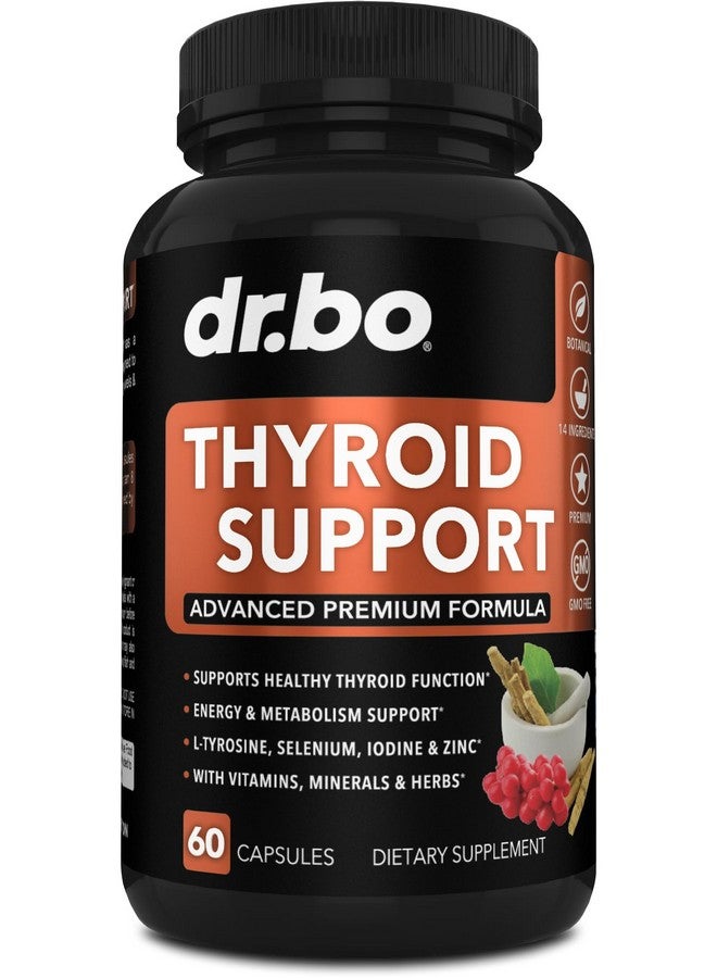 dr.bo Thyroid Support for Women & Men Supplement - Natural Metabolism, Mood & Energy Enhancer with L-Tyrosine Selenium Iodine Zinc Bladderwrack Kelp & Ashwagandha Thyroid Supplement Complex Vitamin 60 Pills - Image 1