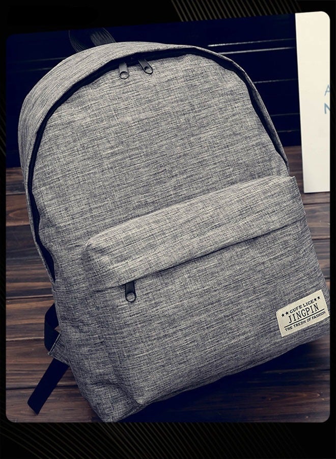 jingpin Solid Color Classic School Backpack Large Capacity Waterproof and Wear-resistant School Bag Grey for Middle High College Students - Image 2