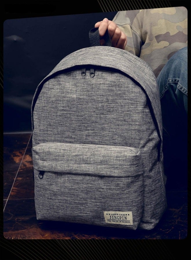 jingpin Solid Color Classic School Backpack Large Capacity Waterproof and Wear-resistant School Bag Grey for Middle High College Students - Image 1