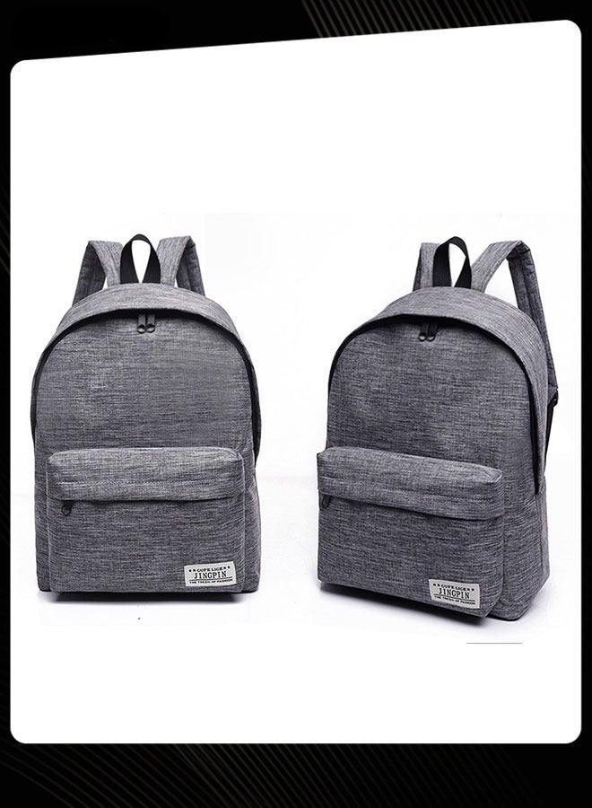 jingpin Solid Color Classic School Backpack Large Capacity Waterproof and Wear-resistant School Bag Grey for Middle High College Students - Image 3