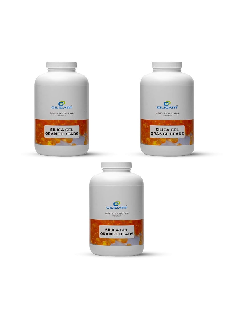CILICAnT CILICAnT Orange Silica Gel Beads for Moisture Control Rechargeable Indicating Desiccant Dehumidifier Beads Size 24 mm 950 ml 3 2850 ml  - Image 1