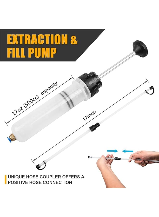جيه زد اس مضخة شفط سوائل السيارات، محقنة تغيير الزيت مع خرطوم، شفط وقود يدوي وملء، جهاز تفريغ سوائل تغيير الزيت (500 سم مكعب) - Image 2