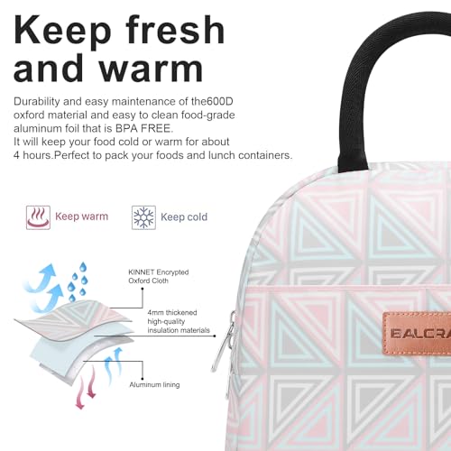 BALORAY Lunch Bag for Women Men Insulated Lunch Box for Adult Reusable Lunch Tote Bag for Work, Picnic or Travel (Triangle, M) - Image 4