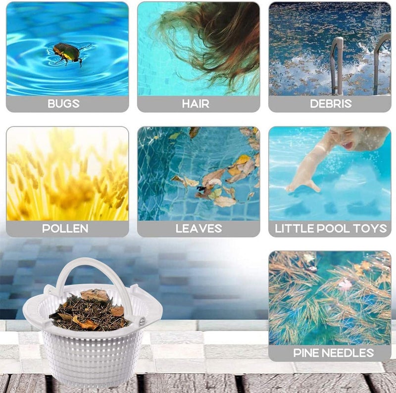 كلاراكو سلة مصفاة حمام السباحة، مصفاة لحمام السباحة فوق الأرض، سلال مصفاة مثبتة على الحائط فوق الأرض من Pool Supply مزودة بمقابض، سلال بديلة لحمامات السباحة، مصفاة لإزالة الحطام، أوراق التنظيف (قطعة واحدة) - Image 5